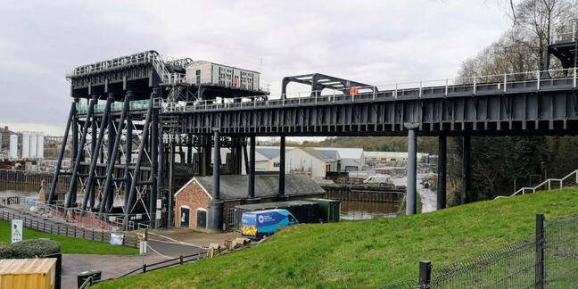 The lift originally stood on an island but subsidence required the area beneath the aqueduct be infilled