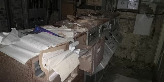 Paperwork abandoned in the control room next to the vacuum test chamber at Westcott