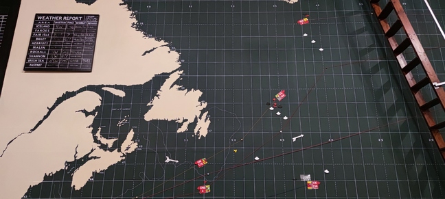 The main plot board at Western Approaches Command. Recreated here is the progress of Convoy ONs 5, the engagement which is often regarded as a turning point in the Battle for the Atlantic